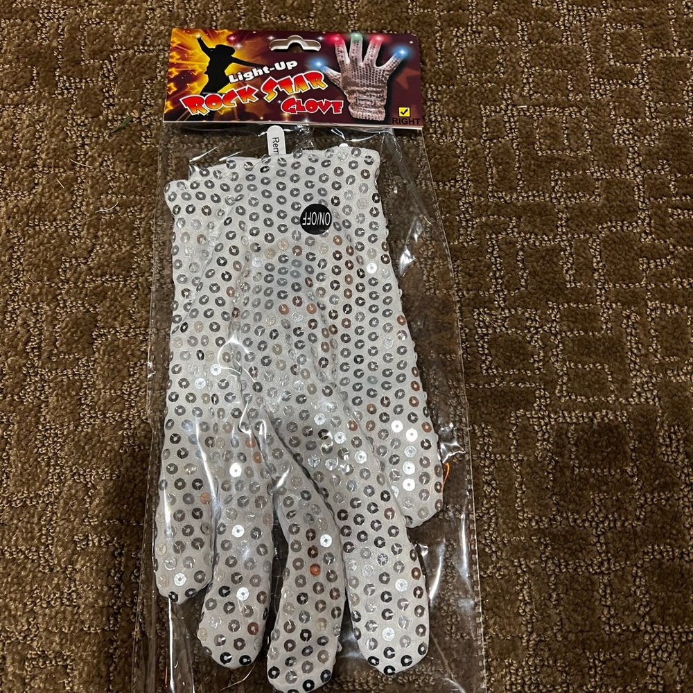 Single Glove RH Light-Up Rockstar Glove - Silver
